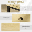 Cassettiera 3 Cassetti 80x40x78 cm in Acciaio e Legno Naturale