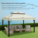 Copertura per Gazebo da Giardino 400x 300 cm a 2 Livelli in Tessuto Oxford 600D con Fori di Drenaggio Bianco Crema   