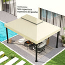 Copertura per Gazebo da Giardino 400x 300 cm a 2 Livelli in Tessuto Oxford 600D con Fori di Drenaggio Bianco Crema   