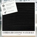 Cesto Portabiancheria Pieghevole con Manici 36L Ø38x45 cm in Cotone Naturale Nero 