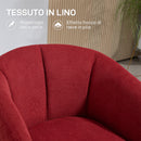 Poltrona da Salotto Girevole con Seduta Imbottita in Tessuto Bouclé Rosso Vino 