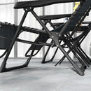 Set 2 Sedie Sdraio a Gravità Zero Pieghevoli e Tavolino Grigio    