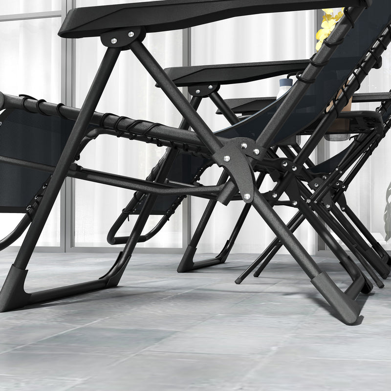 Set 2 Sedie Sdraio a Gravità Zero Pieghevoli e Tavolino Grigio    