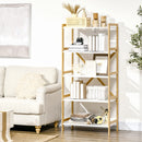 Scaffalatura a 5 Piani 70x37,5x150 cm in Bamboo e MDF Bianco