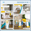 Set Gioco 8 in 1 per Bambini 2 Scivoli Altalena Canestro Tunnel Giallo   