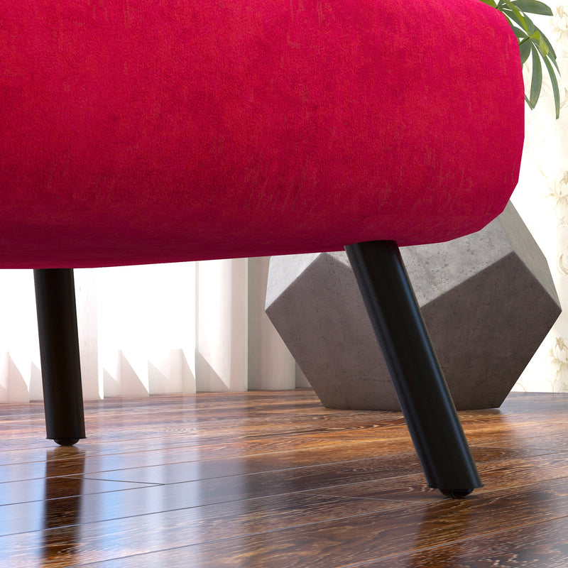 Poltrona Letto Singolo Reclinabile con Cuscino Sfoderabile in Tessuto Effetto Lino Rosso  