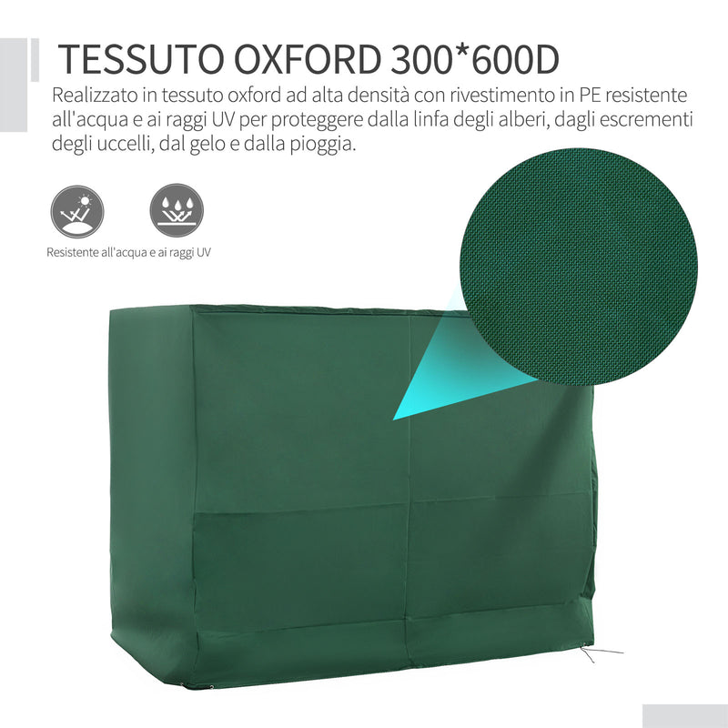 Copertura per Dondolo da Giardino a 3 Posti 240x133x185 cm Tessuto Oxford con Chiusura a Corda Verde   Verde