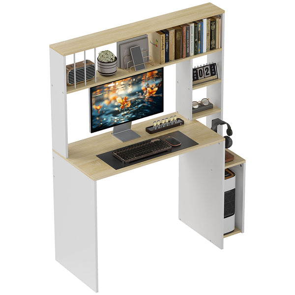online Scrivania per Computer Moderna 113x45x138.5 cm con Libreria e Porta CPU Rovere