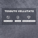 Poltrona Relax Reclinabile con Pouf Poggiapiedi in Velluto a Costine Grigio