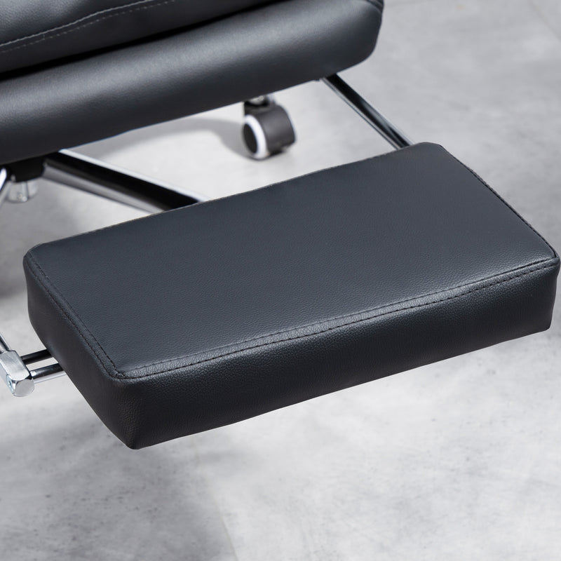 Sedia Poltrona Operativa da Ufficio Reclinabile 135° con Poggiapiedi Estraibile in Finta Pelle Nero 