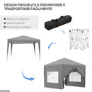 Gazebo da Giardino 3x3 m Pieghevole con 4 Pannelli Laterali in Acciaio e Tessuto Oxford Grigio Chiaro   