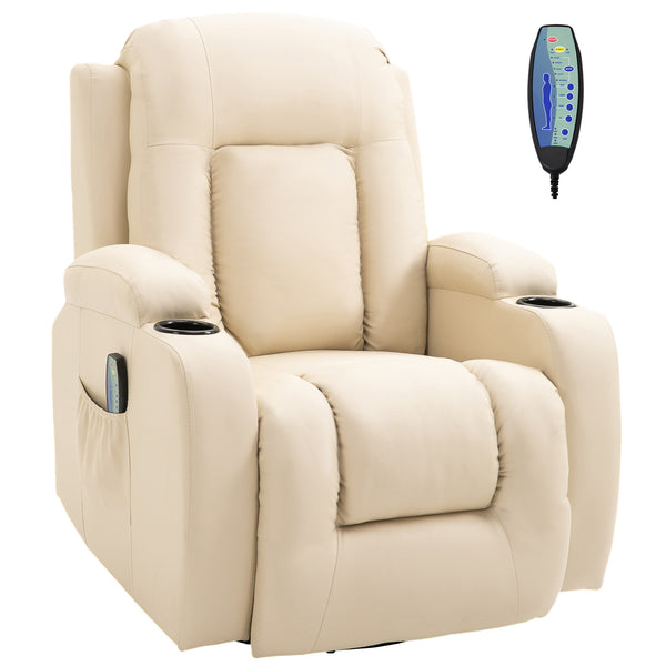 Poltrona Relax Massaggiante e Reclinabile 85x94x104 cm in Similpelle Crema sconto