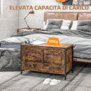 Cassapanca in Legno Stile Industriale 80x40x49cm Contenitore 95L Marrone 