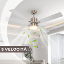Ventilatore da Soffitto con Luce LED Ø130 cm 3 Velocità e Motore Reversibile Argento e Legno