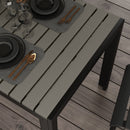 Set Tavolo e 4 Sedie Impilabili da Giardino in Acciaio e Doghe in Plastica   Nero