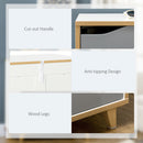 Cassettiera 3 Cassetti 75x42x75 cm in Truciolato e MDF Bianca Grigia e Marrone