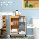 Mobiletto da Bagno 3 Ripiani e Armadietto 60x28x80 cm in Truciolato e Acciaio Legno e Nero