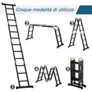 Scala Pieghevole 370x61x11 cm in Alluminio Nera