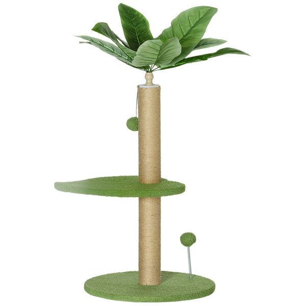 Albero Tiragraffi per Gatti Palo in Juta Piattaforme in Peluche e Palline Ø40x83 cm Verde acquista