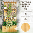 Fioriera Rettangolare con Traliccio per Piante Rampicanti 76x33x177 cm Fori di Drenaggio e 2 Mensole in Legno di Abete  