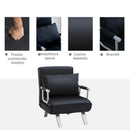 Poltrona Letto Singolo 65x69x80 cm Schienale Reclinabile su 5 Posizioni Nero   