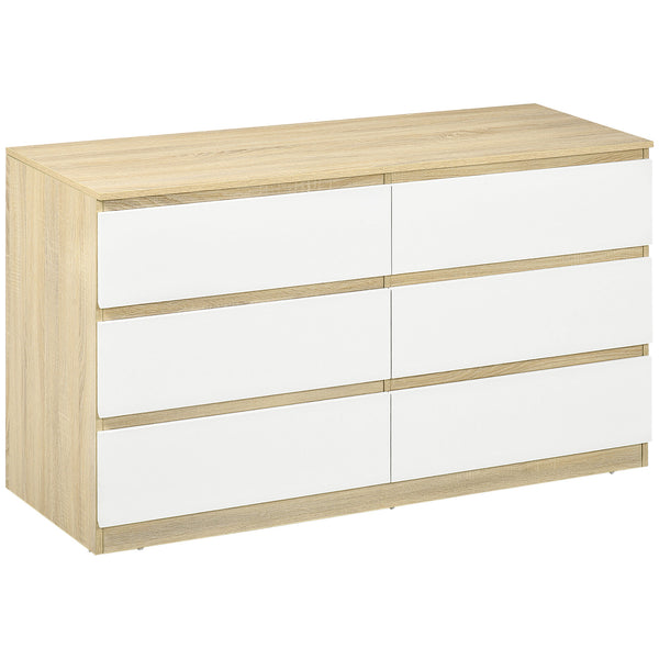 sconto Cassettiera 6 Cassetti 135x48x77 cm in Legno Bianco e Colore Legno