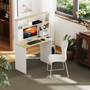 Scrivania per Computer Moderna 113x45x138.5 cm con Libreria e Porta CPU Rovere  