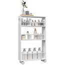 Mobiletto Salvaspazio da Bagno Carrello a 3 Livelli con Ruote e Freni Bianco   