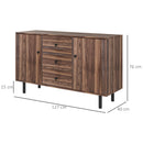Credenza 2 Ante 3 Cassetti 127x40x76 cm in Legno e Truciolato Marrone e Nero