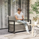 Panchina da Giardino 2 Posti 117x60x86 cm Contenitore da 151.5L in Rattan PE Crema  