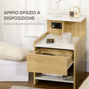 Comodino Moderno1 Cassetto 40x40x60 cm con 2 Prese USB Color Legno