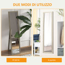 Specchio Verticale da Parete o da Terra 37x40x155 cm con Cornice in MDF Grigio