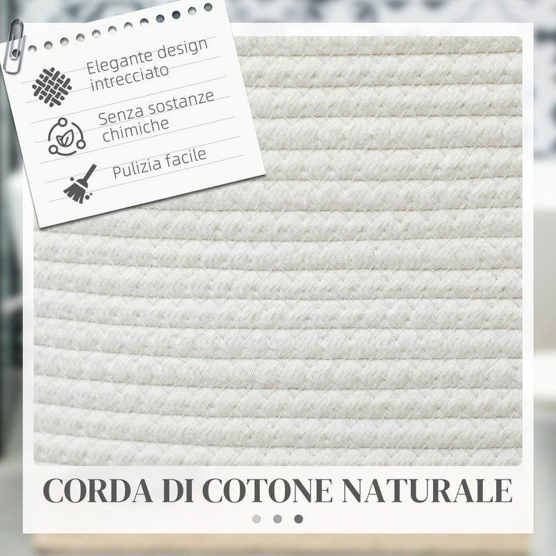 Cesto Portabiancheria Pieghevole con Manici 36L Ø38x45 cm in Cotone Naturale Bianco Crema 