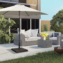 Base per Ombrellone Quadrata di 19kg 51x51x32 cm per Pali da Ø3, 2 cm Ø3,8 cm e Ø4,8 cm in Resina e Acciaio Marrone  