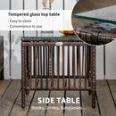 Set 2 Lettini Prendisole con Cuscini Imbottiti e Tavolino in Rattan PE   Marrone e Beige