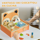 Cucina Giocattolo per Bambini Fornello e 12 Accessori in Legno   
