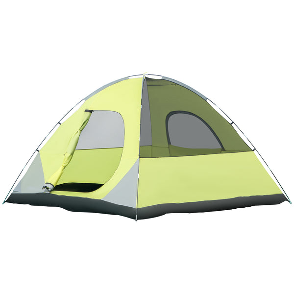 online Tenda da Campeggio 3-4 Persone a Cupola 300x300x180cm Impermeabile e Anti UV Giallo e Grigio