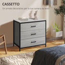 Cassettiera 3 Cassetti 80x48x78 cm in Legno e Acciaio Grigio Chiaro