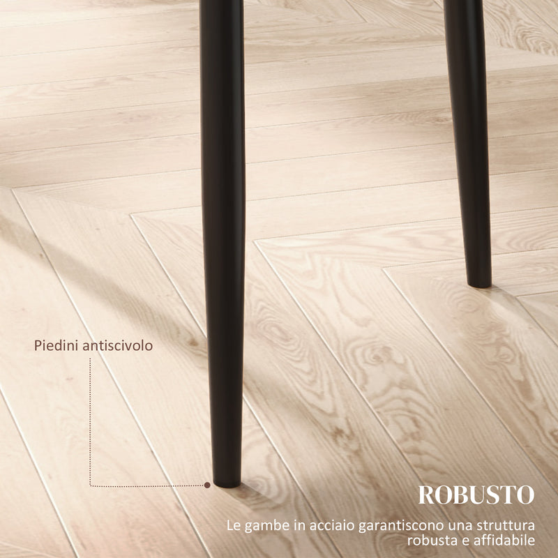 Set 6 Sedie da Pranzo Moderne Schienale Alto Cuciture a Diamante 41x50x97 cm Nero  