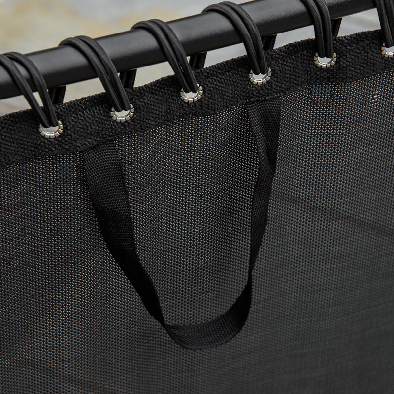 Lettino Prendisole Pieghevole 197x58x26 cm in Acciaio e Tessuto Nero