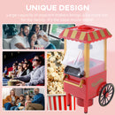 Macchina per Pop Corn 1200W Stile Retro 22x19x39 cm con Vaschetta in Alluminio Rosso
