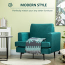 Poltrona Imbottita 96x87x87 cm Gambe in Acciaio in Tessuto Verde