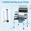 Sedia WC per Anziani e Disabili 52,5x46x81,5-97 cm Pieghevole e Regolabile in Acciaio e Pelle PU Nero 