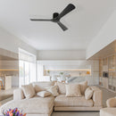 Ventilatore da Soffitto Reversibile a 3 Pale con 6 Velocità Ø132 cm Timer fino 8 Ore e Telecomando Nero