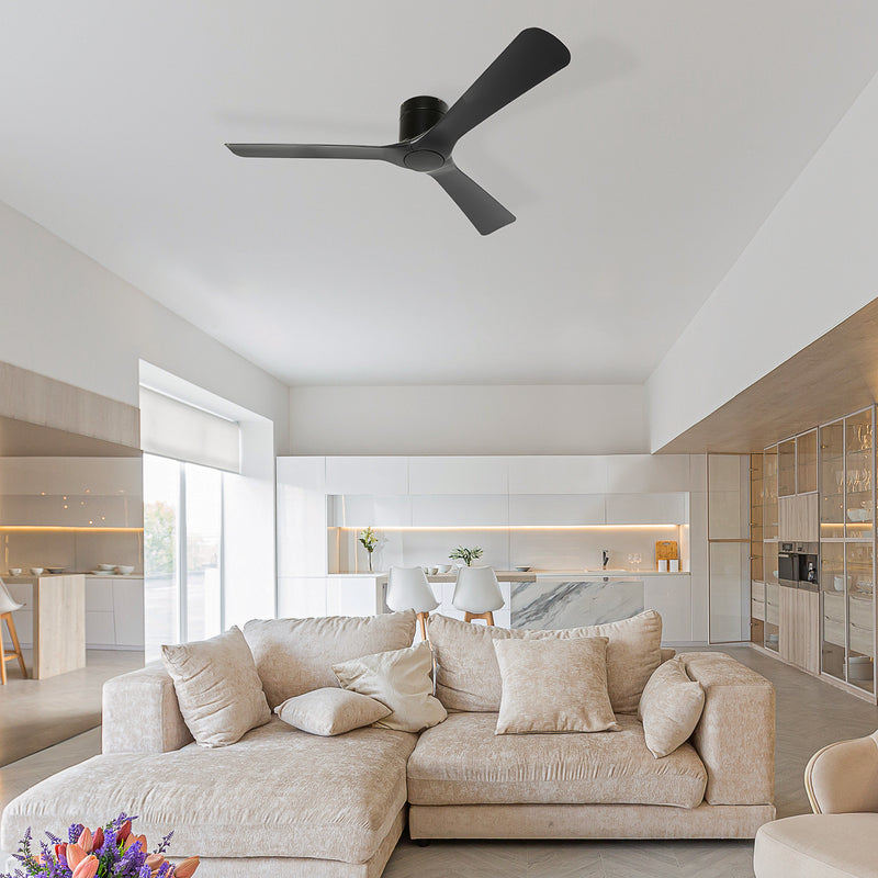 Ventilatore da Soffitto Reversibile a 3 Pale con 6 Velocità Ø132 cm Timer fino 8 Ore e Telecomando Nero