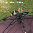 Tenda da Campeggio 2 Posti con 2 Finestre e Gancio 225x190x130 cm in Poliestere e Fibra di Vetro Cachi