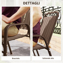 Set 4 Sedie da Giardino 56x66x91 cm Impilabili in Acciaio e PP Marrone Scuro 