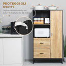 Credenza Mobile Alto Cucina con Armadietti e Ripiani 88x35x160 cm Legno e Nero  