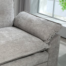 Divano 3 Posti Angolare con Chaise Longue e Pouf Contenitore Rivestimento in Ciniglia Grigio   