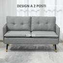 Divano 2 Posti in Tessuto 139x68x80 cm con Cuscini Imbottiti e Gambe in Acciaio Grigio